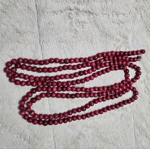 Red Wooden Bead Garland Christmas Tree Beaded Garland, 9ft